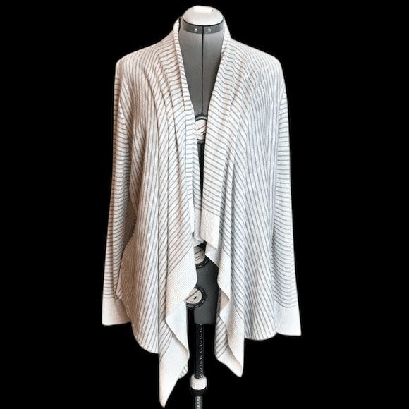 Eileen Fisher Striped Open Cardigan Linen Blend XL - Picture 1 of 7